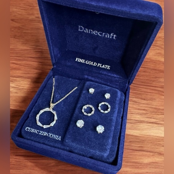 Danecraft Jewelry - Danecraft Cubic Zirconia Circle Pendant & 3 Pair Stud Earring Set